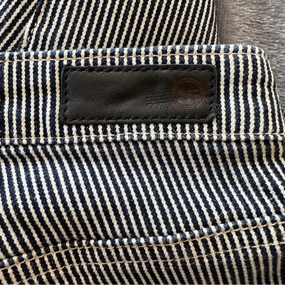 AG Adriana Goldschmeid Navy Blue & White The Prima Striped Cigarette Leg Jeans - Picture 12 of 14
